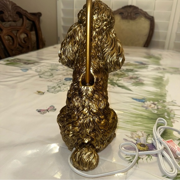 New Anthropologie The Icon Poodle Dog Table Lamp Brass Bronze Light - Picture 4 of 8